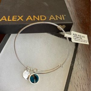 Alex and Ani Silver December Birthstone Charm Bangle, Blue Zircon